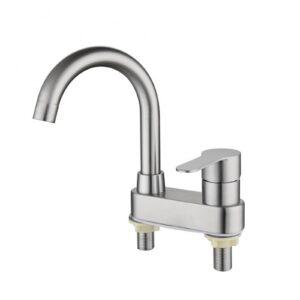 AISHANBAIHUODIAN Kitchen Faucets 304 Stainless Steel Brushed Bath Basin Faucet Sink Mixer Taps Vanity Hot and Cold Water Mixer Fit for Bathroom Faucets (Color : D)