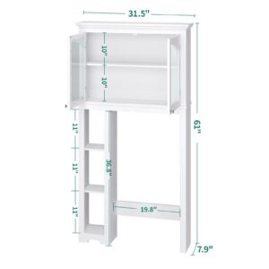 YITAHOME Over The Toilet Cabinet for Bathroom Storage, Above Toilet Shelf Bathroom Organizer Cabinet with Side Storage Rack, Adjustable Shelf and Double Doors for Restroom, Laundry, White