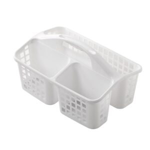 ＫＬＫＣＭＳ Bathroom Shower Caddy Basket with Handle 3 Divided Compartments Cleaning Tote Bins, White