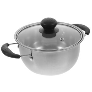 soup pan stainless steel stockpot with lid, soup stock pot, nonstick cooking pot with handle, pasta pot, saucepot cookware (16x16cm) milk pan