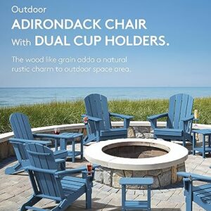 SERWALL Folding Adirondack Chair, HDPE Adirondack Chairs, Plastic Outdoor Chairs- Looks Exactly Like Real Wood- Navy