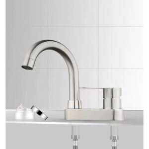 AISHANBAIHUODIAN Kitchen Faucets 304 Stainless Steel Brushed Bath Basin Faucet Sink Mixer Taps Vanity Hot and Cold Water Mixer Fit for Bathroom Faucets (Color : D)