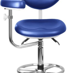 Adjustable Seat Doctor's Stool Dental Assistance Chair with Foot Control 360 Degree Rotation Armrest PU Leather QY-600M-B2