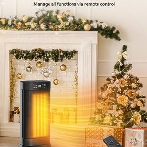 1500W Space Heater, Portable Electric Heater Heat Up 200 Square Feet for Indoor Use Office Garage, Rapid PTC Ceramic Heating with Remote, Digital Thermostat, 24H Timer, Multiple Safety Protection