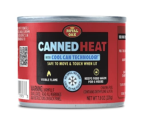 Royal Oak Canned Heat 12 Pack 6 Hour Fuel, Easy Open, Resealable, Non-Drip, For Food, Burners for Chafing Dishes, Buffet Burners, Parties, Weddings, BBQs