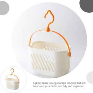 DOITOOL Hanging Shower Caddy Plastic Hanging Shower Basket Portable Kitchen Organizer Storage Basket with Hook for Home Bathroom Kitchen, White Plastic Shower Caddy Basket