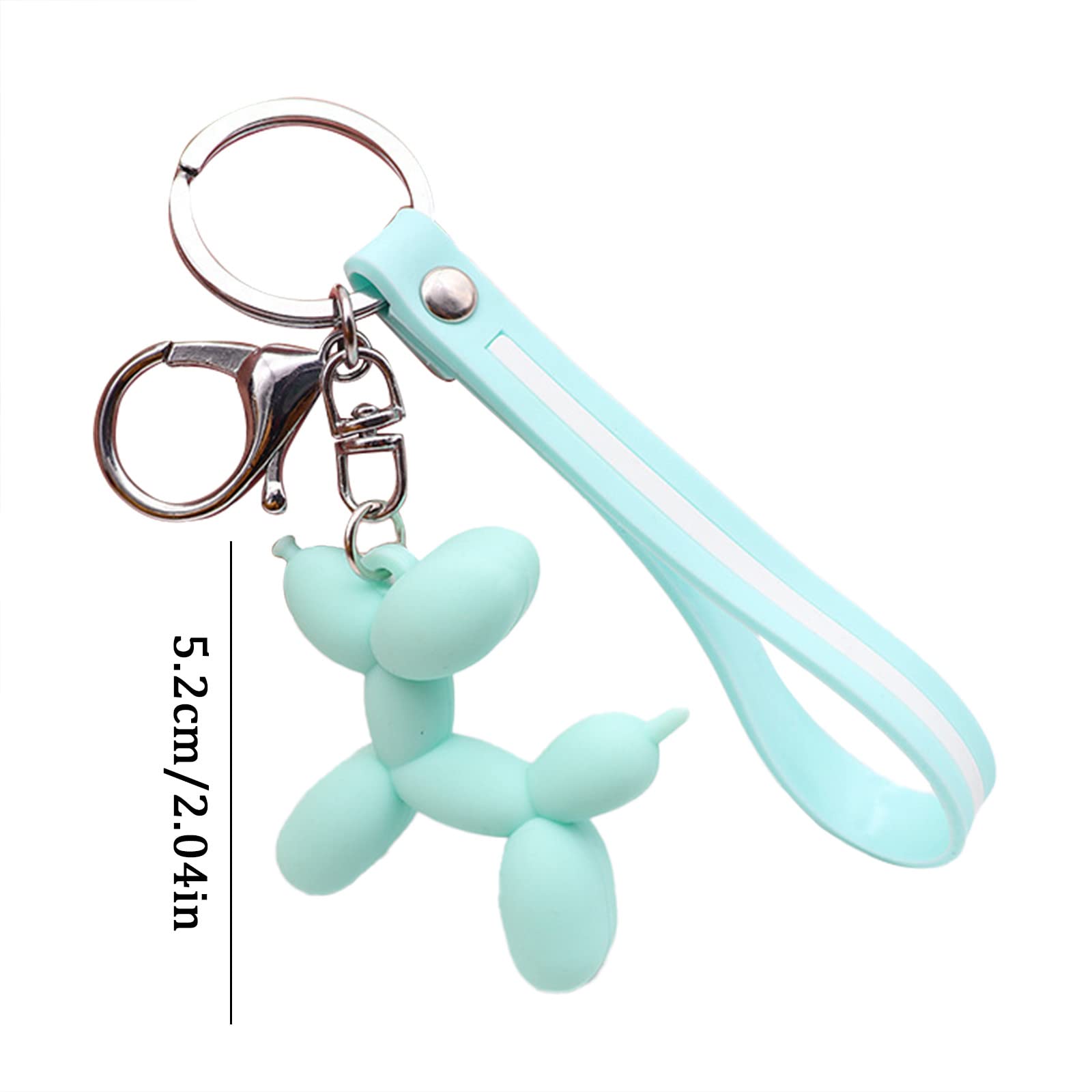 Blanks for Crafting Creative Balloon Dog Cute Dog Keychain Custom PVC Cartoon Keyring 3D Soft Silicone (Green, One Size)