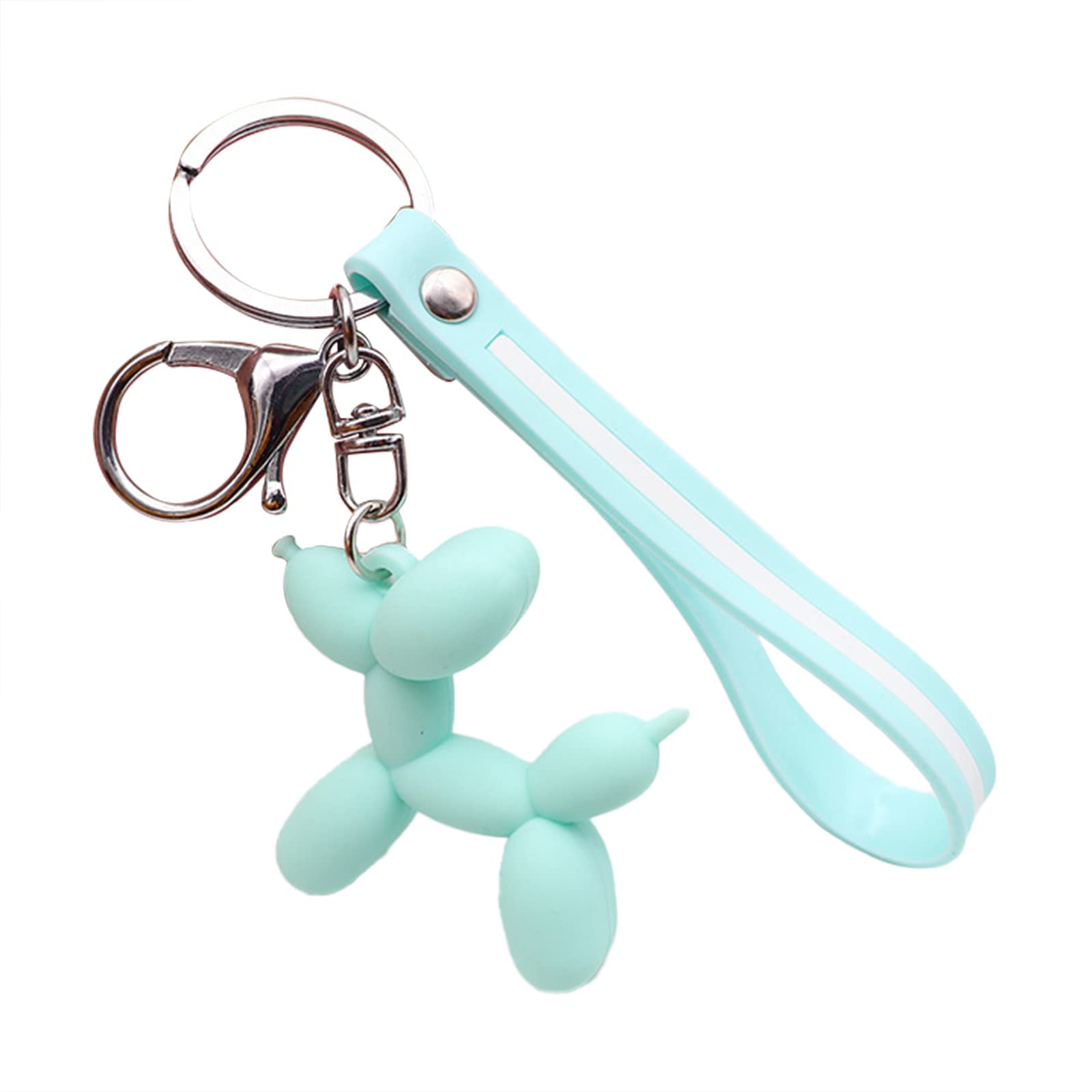 Blanks for Crafting Creative Balloon Dog Cute Dog Keychain Custom PVC Cartoon Keyring 3D Soft Silicone (Green, One Size)