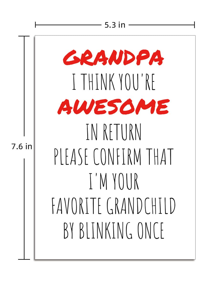 Ikassong Funny Card for Grandpa Birthday Grandparents Day 5.3 x 7.6 with 2 Envelopes