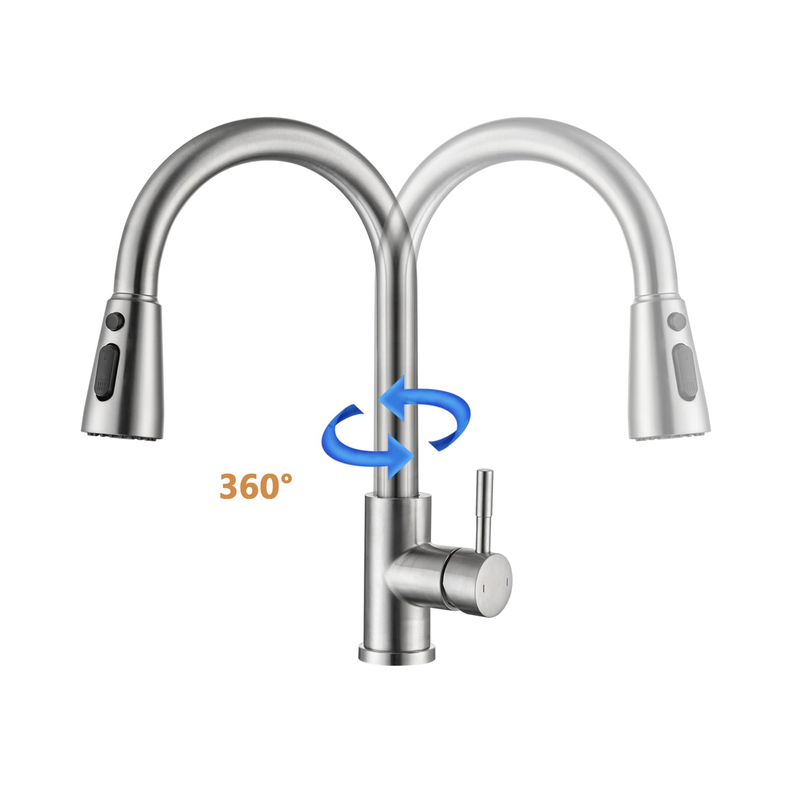 Kitchen Faucet with Pull Down Sprayer Brushed Nickel Single Handle Kitchen Sink Faucets with Pull Out Sprayer Stainless Steel Modern Commercial Farmhouse Rv Camper Kitchen Faucets