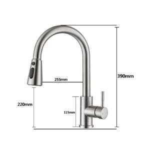 Kitchen Faucet with Pull Down Sprayer Brushed Nickel Single Handle Kitchen Sink Faucets with Pull Out Sprayer Stainless Steel Modern Commercial Farmhouse Rv Camper Kitchen Faucets