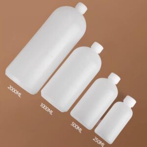 TOPWEL 2PCS 1000ml/34oz Empty Plastic Small Mouth Graduated Lab Chemical Container Reagent Bottle Sample Liquid Sealing Reagent Bottle Boston Rounds Liquid Storage with Inner Plug