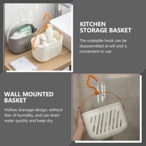 DOITOOL Hanging Shower Caddy Plastic Hanging Shower Basket Portable Kitchen Organizer Storage Basket with Hook for Home Bathroom Kitchen, White Plastic Shower Caddy Basket