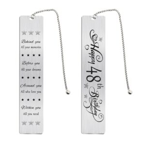 jzxwan happy 48th birthday gifts for women men, 48 year old birthday bookmark gift for him her, happy 48 yr bday book mark for female male, 1976 bd present, 48 th birthday card decoration