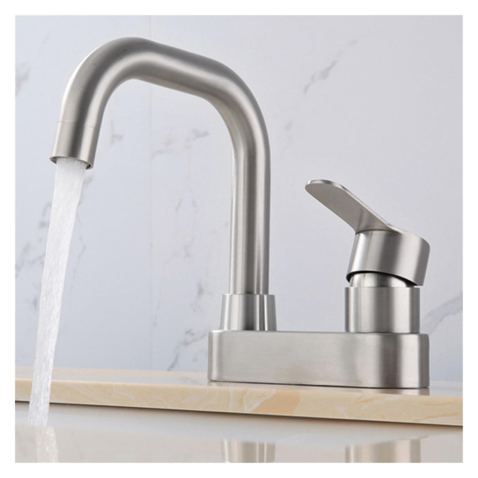 AISHANBAIHUODIAN Kitchen Faucets 304 Stainless Steel Brushed Bath Basin Faucet Sink Mixer Taps Vanity Hot and Cold Water Mixer Fit for Bathroom Faucets (Color : D)