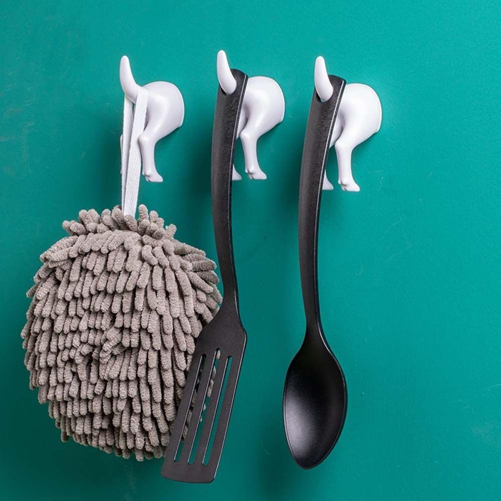 Leadigol 4pcs Dog Tail Wall Hooks,Plastic Wall-Mounted Coat Hooks,Hat Holder,Towels Holder, Key Hook,Bags Hooks, for Entryway, Hallway, Kitchen,Bathroom