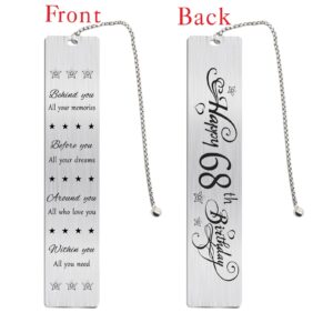 Jzxwan Happy 68th Birthday Gifts for Women Men, 68 Year Old Birthday Bookmark Gift for Him Her, Happy 68 Yr Bday Book Mark for Female Male, 1956 Bd Present, 68 th Birthday Card Decoration