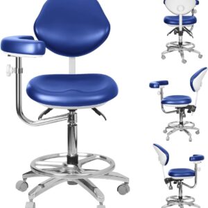 Adjustable Seat Doctor's Stool Dental Assistance Chair with Foot Control 360 Degree Rotation Armrest PU Leather QY-600M-B2