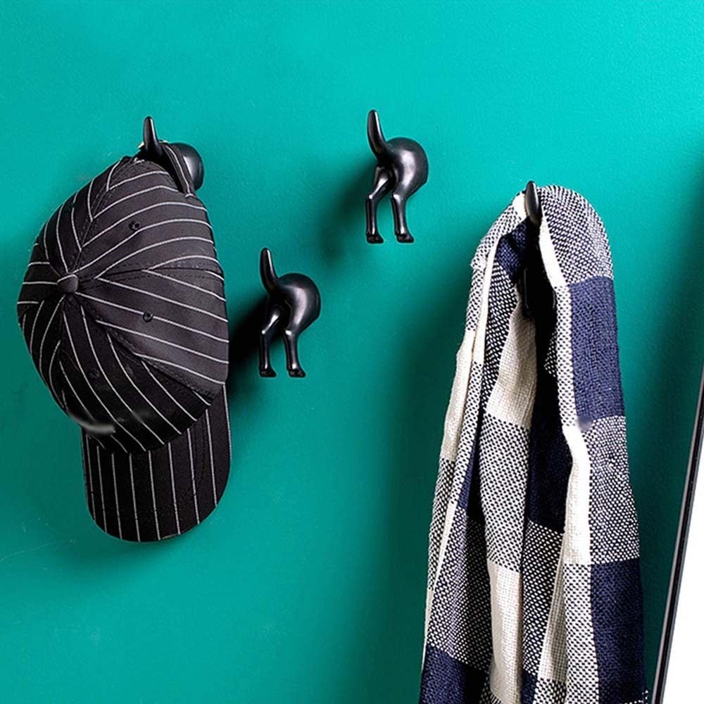 Leadigol 4pcs Dog Tail Wall Hooks,Plastic Wall-Mounted Coat Hooks,Hat Holder,Towels Holder, Key Hook,Bags Hooks, for Entryway, Hallway, Kitchen,Bathroom