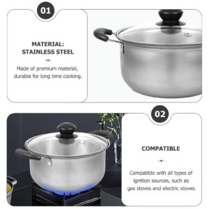 Soup Pan Stainless Steel Stockpot with Lid, Soup Stock Pot, Nonstick Cooking Pot with Handle, Pasta Pot, Saucepot Cookware (16X16CM) Milk Pan