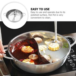 Shabu Hot Pot with Divider Hot Pot with Divider, Stainless Steel Shabu Shabu Hot Pots Dual Sided Soup Cookware Cooking Pot for Induction Cooktop Gas Stove, 28cm