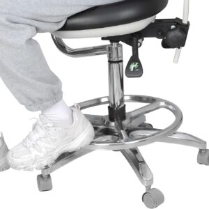 Mobile Adjustable Doctor's Stool Dental Assistance Chair Foot Control 360 Degree Rotation Armrest PU Leather QY-600M-B2