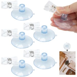 5pcs wall suction cup clip, sucker clamp plastic suction cups holder reusable kitchen plastic round clamps holder business cards clamp for bathroom kitchen windows