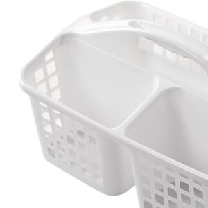 ＫＬＫＣＭＳ Bathroom Shower Caddy Basket with Handle 3 Divided Compartments Cleaning Tote Bins, White