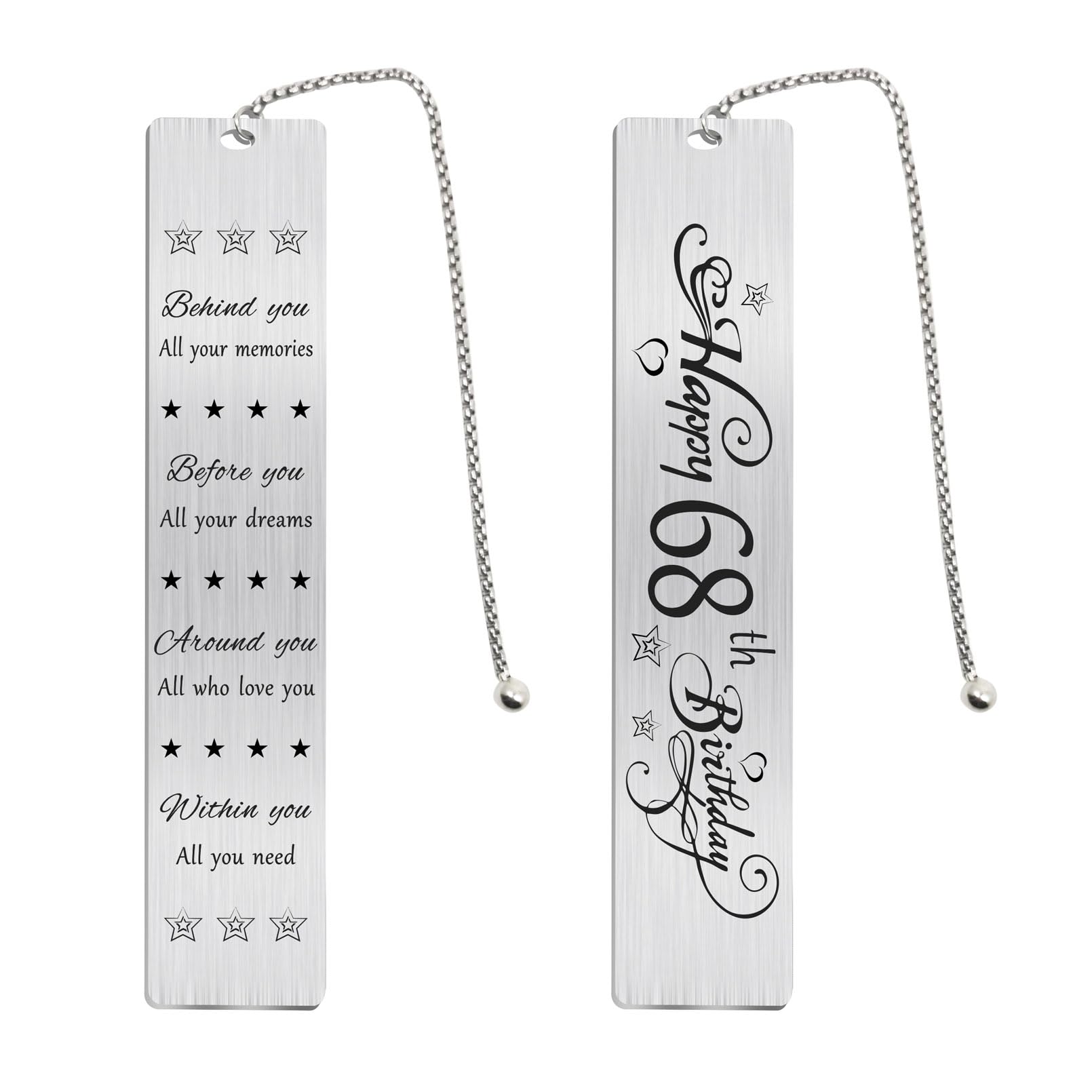 Jzxwan Happy 68th Birthday Gifts for Women Men, 68 Year Old Birthday Bookmark Gift for Him Her, Happy 68 Yr Bday Book Mark for Female Male, 1956 Bd Present, 68 th Birthday Card Decoration