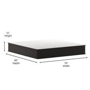 EMMA + OLIVER Drift 12 Inch Hybrid Mattress, High Density Foam and Pocket Spring Mattress in a Box, CertiPur-US Certified Foam, King Size, White/Black