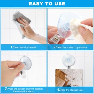 5Pcs Wall Suction Cup Clip, Sucker Clamp Plastic Suction Cups Holder Reusable Kitchen Plastic Round Clamps Holder Business Cards Clamp for Bathroom Kitchen Windows