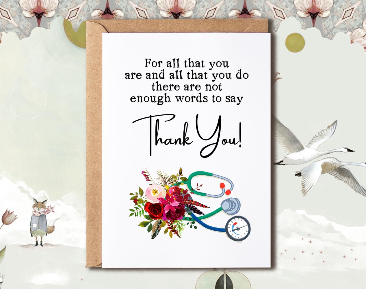 NTVShop Cute Thank You Card - Healthcare Worker Thank You Card - Nurse Appreciation Card - Perfect Card For Doctor Nurse