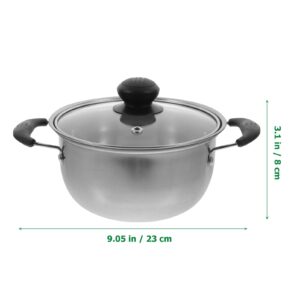 Soup Pan Stainless Steel Stockpot with Lid, Soup Stock Pot, Nonstick Cooking Pot with Handle, Pasta Pot, Saucepot Cookware (16X16CM) Milk Pan