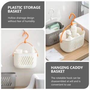 DOITOOL Hanging Shower Caddy Plastic Hanging Shower Basket Portable Kitchen Organizer Storage Basket with Hook for Home Bathroom Kitchen, White Plastic Shower Caddy Basket