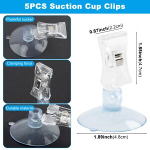 5Pcs Wall Suction Cup Clip, Sucker Clamp Plastic Suction Cups Holder Reusable Kitchen Plastic Round Clamps Holder Business Cards Clamp for Bathroom Kitchen Windows