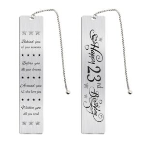 jzxwan happy 23rd birthday gifts for women men, 23 year old birthday bookmark gift for him her, happy 23 yr bday book mark for female male, 2001 bd present, 23 rd birthday card decoration