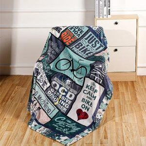 Soft Bicycle Cycling Blanket for Couch Bed Cozy Fleece Flannel Bike Cycling Throw Blanket for Kids Adults Cycling Gifts for Men and Women 50'' x 60'' (Bike 02)