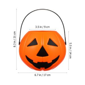 Didiseaon 2Pcs Pumpkin Candy Bucket Halloween Pumpkin Bucket Round Plastic Tub Candy Jar Trick or Treat Bucket with Handle for Halloween Party Supplies