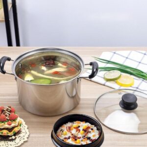 Soup Pan Stainless Steel Stockpot with Lid, Soup Stock Pot, Nonstick Cooking Pot with Handle, Pasta Pot, Saucepot Cookware (16X16CM) Milk Pan