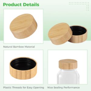 CDOKY 28 Pcs 1.85''D Bamboo Jar Lids, Natural Bamboo Lids for 4 oz and 6 oz Spice Jars, Nice Sealing Wooden Storage Can Lids, Round Mason Jar Lids, Reusable Leak-proof Lids