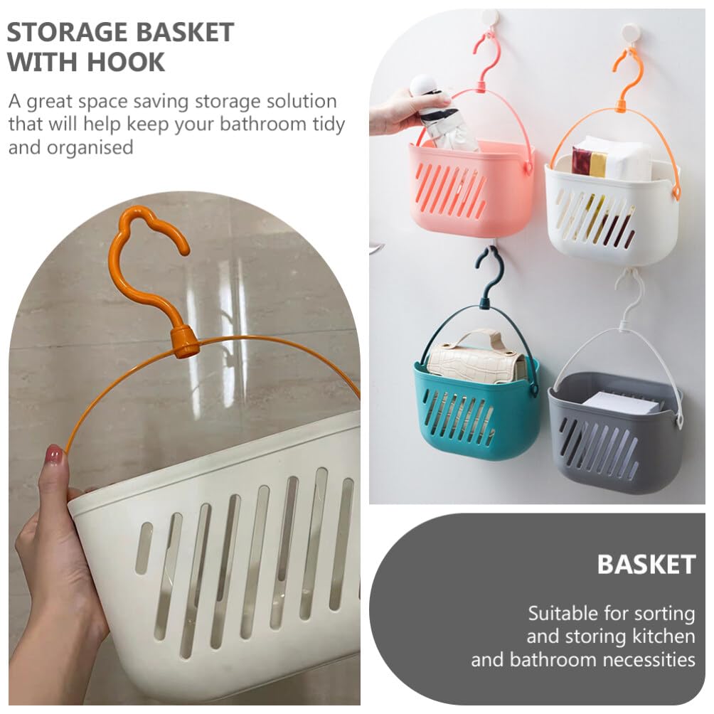 DOITOOL Hanging Shower Caddy Plastic Hanging Shower Basket Portable Kitchen Organizer Storage Basket with Hook for Home Bathroom Kitchen, White Plastic Shower Caddy Basket