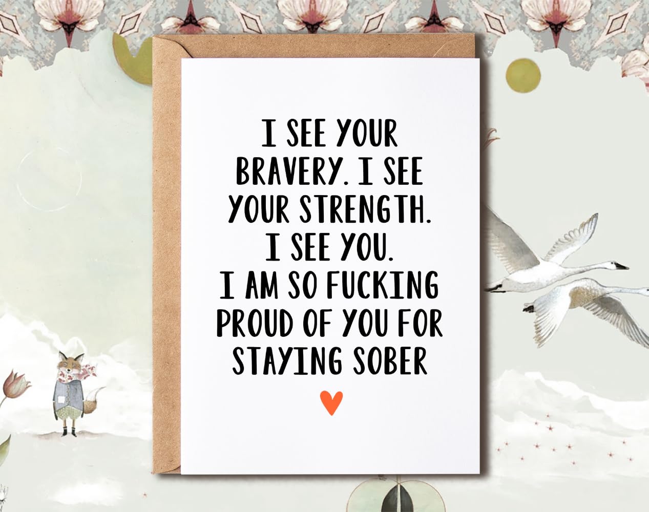 NTVShop Funny Sober Card - Proud Of You For Staying Sober Card - Sobriety Gift For Women Men - Simple Card For Him Her