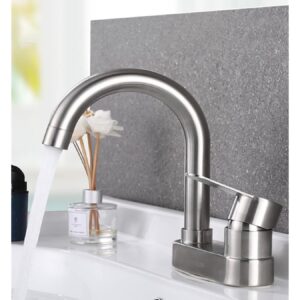 AISHANBAIHUODIAN Kitchen Faucets 304 Stainless Steel Brushed Bath Basin Faucet Sink Mixer Taps Vanity Hot and Cold Water Mixer Fit for Bathroom Faucets (Color : D)