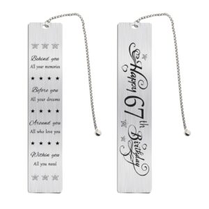 jzxwan happy 67th birthday gifts for women men, 67 year old birthday bookmark gift for him her, happy 67 yr bday book mark for female male, 1957 bd present, 67 th birthday card decoration