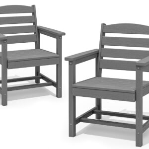 SERWALL Patio Dining Chair Set of 2, Gray