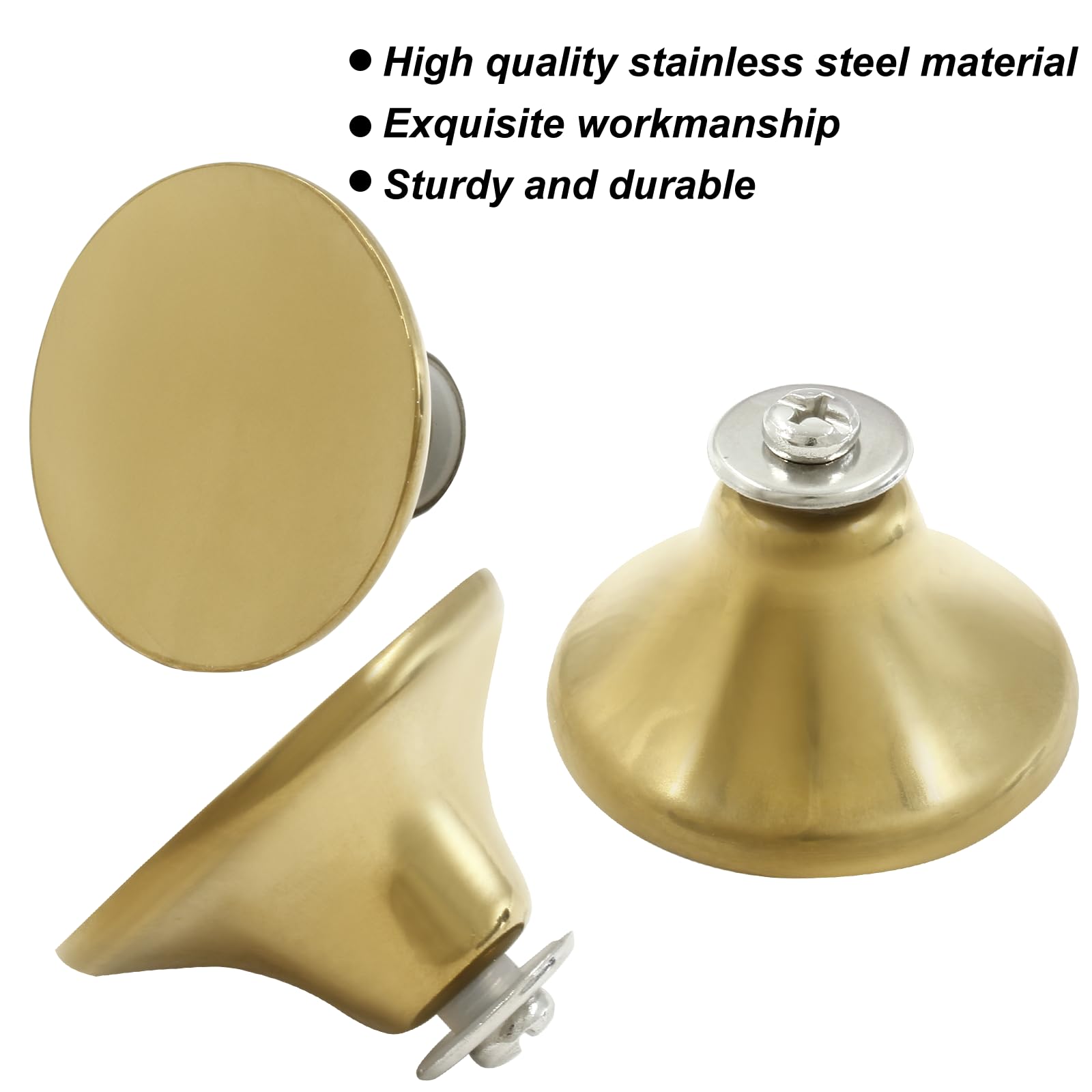 Unlorspy 4 Sets Solid Dutch Oven Knob,45 x 23 x15mm (Top Dia*H*Base Dia) Stainless Steel Universal Dutch Oven Pot Knob Cast Iron Replacement Handle (Gold)