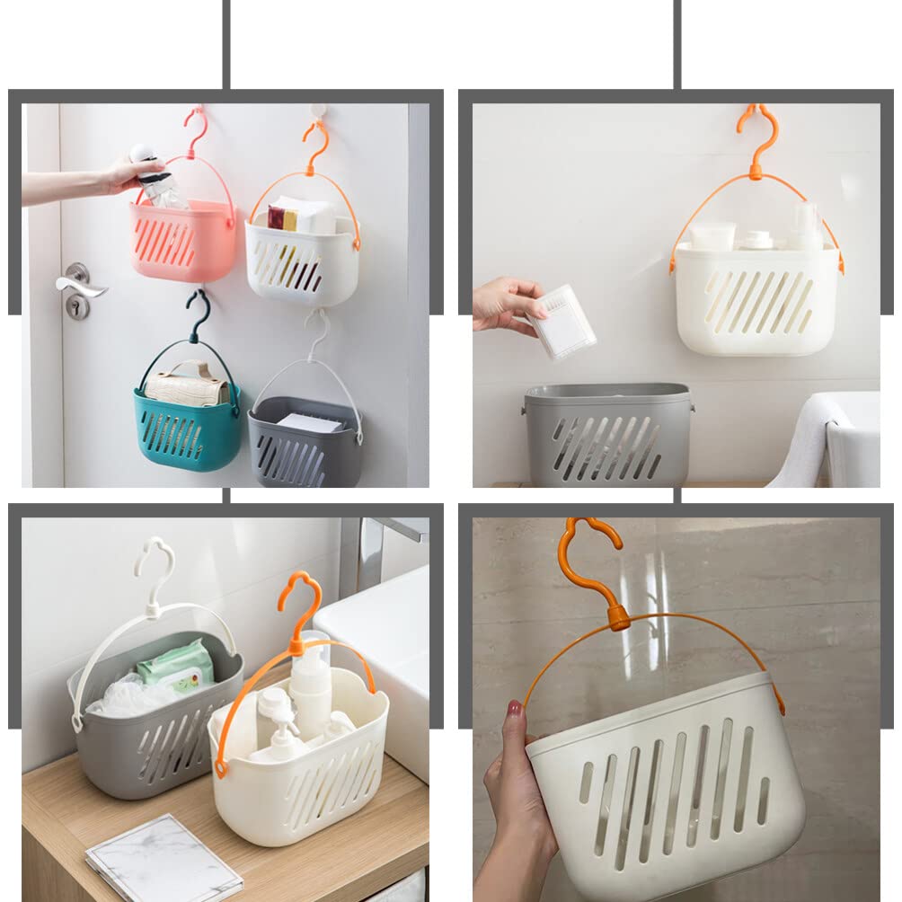 DOITOOL Hanging Shower Caddy Plastic Hanging Shower Basket Portable Kitchen Organizer Storage Basket with Hook for Home Bathroom Kitchen, White Plastic Shower Caddy Basket