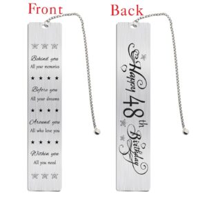 Jzxwan Happy 48th Birthday Gifts for Women Men, 48 Year Old Birthday Bookmark Gift for Him Her, Happy 48 Yr Bday Book Mark for Female Male, 1976 Bd Present, 48 th Birthday Card Decoration