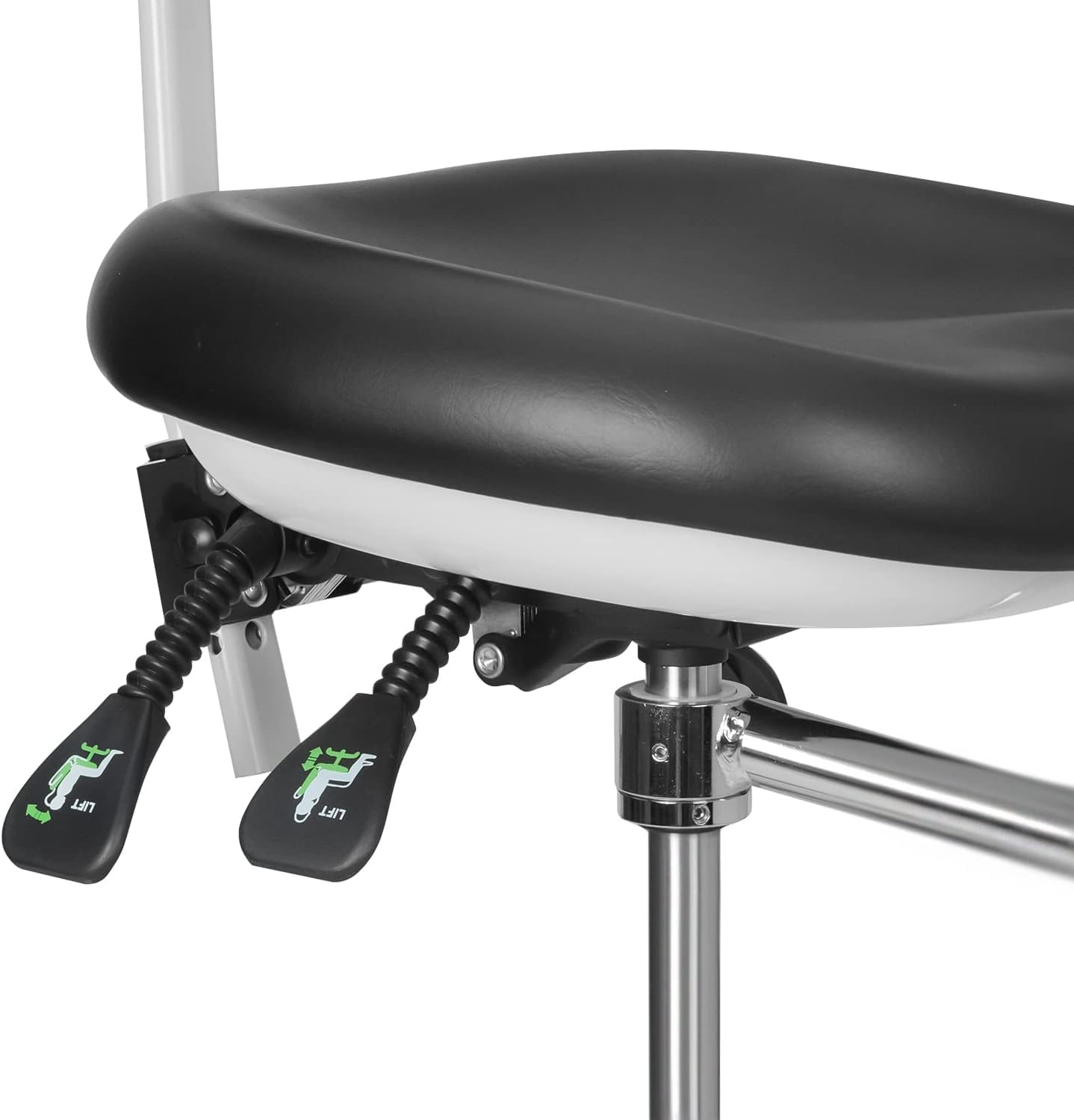 Mobile Adjustable Doctor's Stool Dental Assistance Chair Foot Control 360 Degree Rotation Armrest PU Leather QY-600M-B2