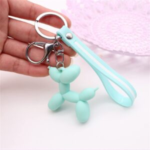 Blanks for Crafting Creative Balloon Dog Cute Dog Keychain Custom PVC Cartoon Keyring 3D Soft Silicone (Green, One Size)